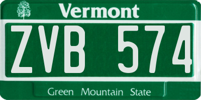 VT license plate ZVB574