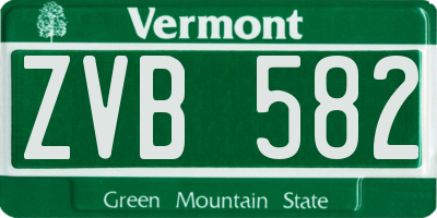 VT license plate ZVB582