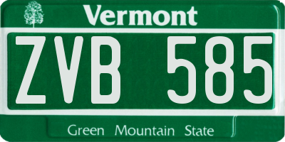 VT license plate ZVB585