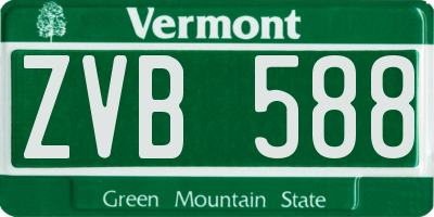 VT license plate ZVB588