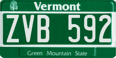VT license plate ZVB592