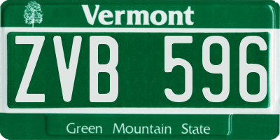 VT license plate ZVB596