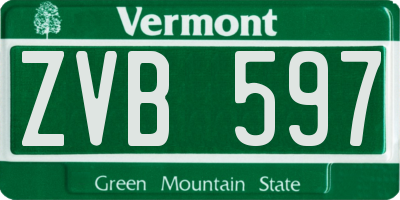 VT license plate ZVB597