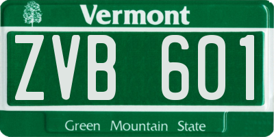 VT license plate ZVB601