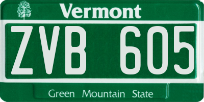 VT license plate ZVB605