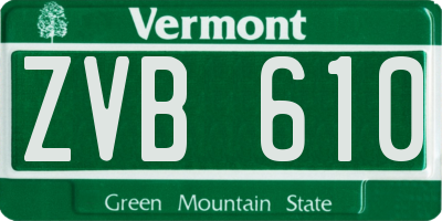 VT license plate ZVB610