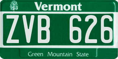 VT license plate ZVB626