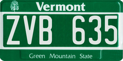 VT license plate ZVB635