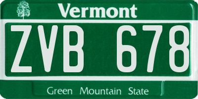 VT license plate ZVB678