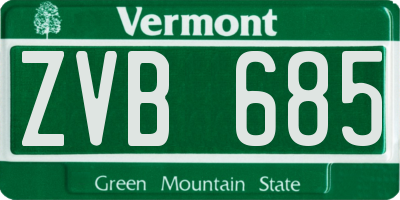 VT license plate ZVB685
