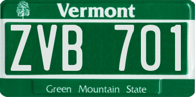 VT license plate ZVB701