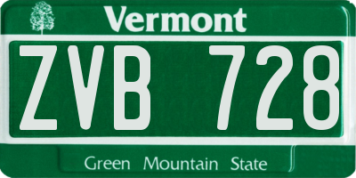VT license plate ZVB728