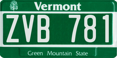 VT license plate ZVB781