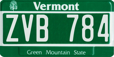 VT license plate ZVB784