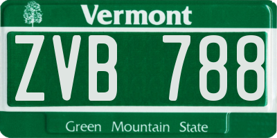 VT license plate ZVB788