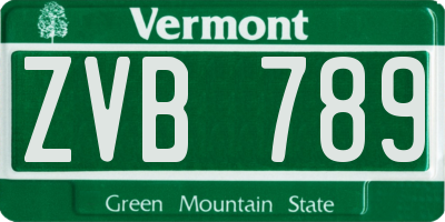 VT license plate ZVB789