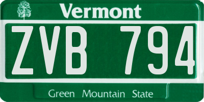 VT license plate ZVB794