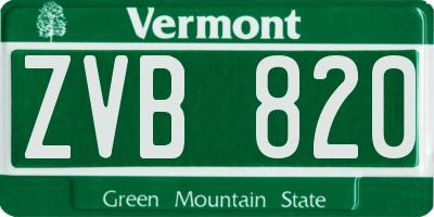 VT license plate ZVB820