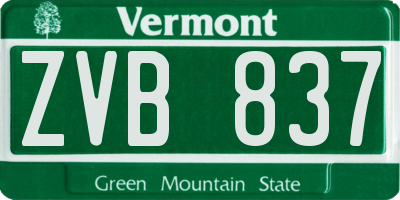 VT license plate ZVB837