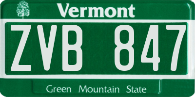VT license plate ZVB847