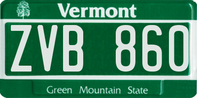 VT license plate ZVB860