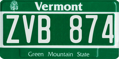 VT license plate ZVB874