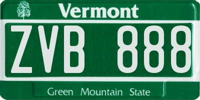 VT license plate ZVB888