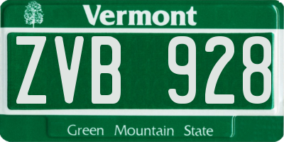 VT license plate ZVB928