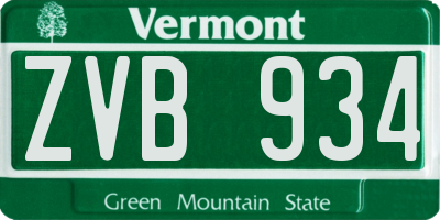 VT license plate ZVB934