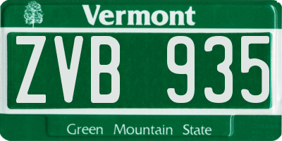 VT license plate ZVB935