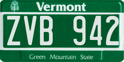 VT license plate ZVB942