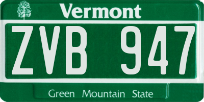 VT license plate ZVB947