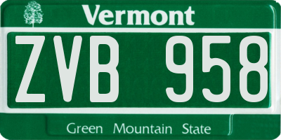 VT license plate ZVB958