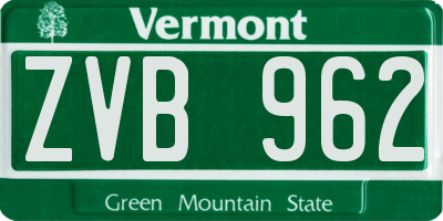 VT license plate ZVB962