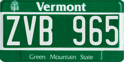 VT license plate ZVB965