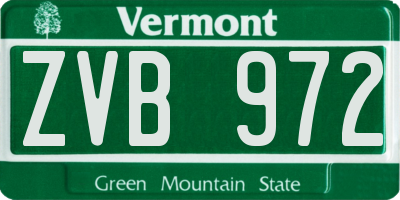 VT license plate ZVB972