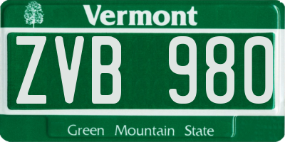 VT license plate ZVB980