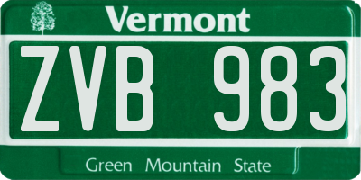 VT license plate ZVB983