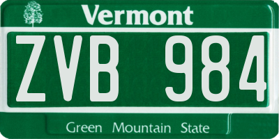 VT license plate ZVB984