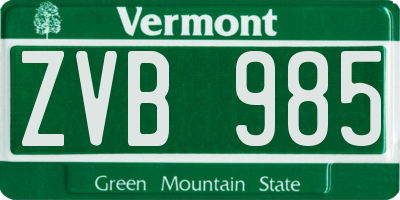 VT license plate ZVB985