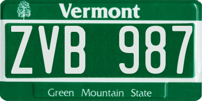 VT license plate ZVB987
