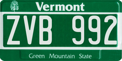 VT license plate ZVB992