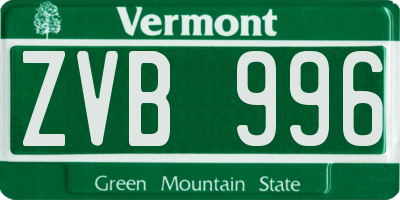 VT license plate ZVB996