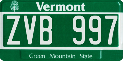 VT license plate ZVB997