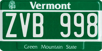 VT license plate ZVB998
