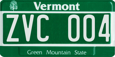 VT license plate ZVC004