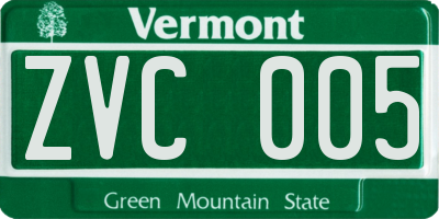 VT license plate ZVC005