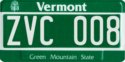 VT license plate ZVC008