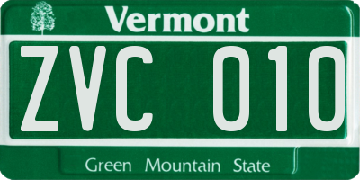 VT license plate ZVC010