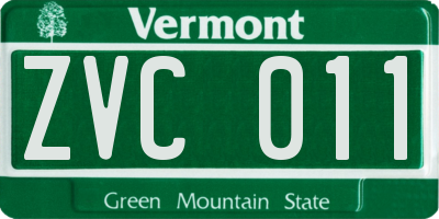 VT license plate ZVC011